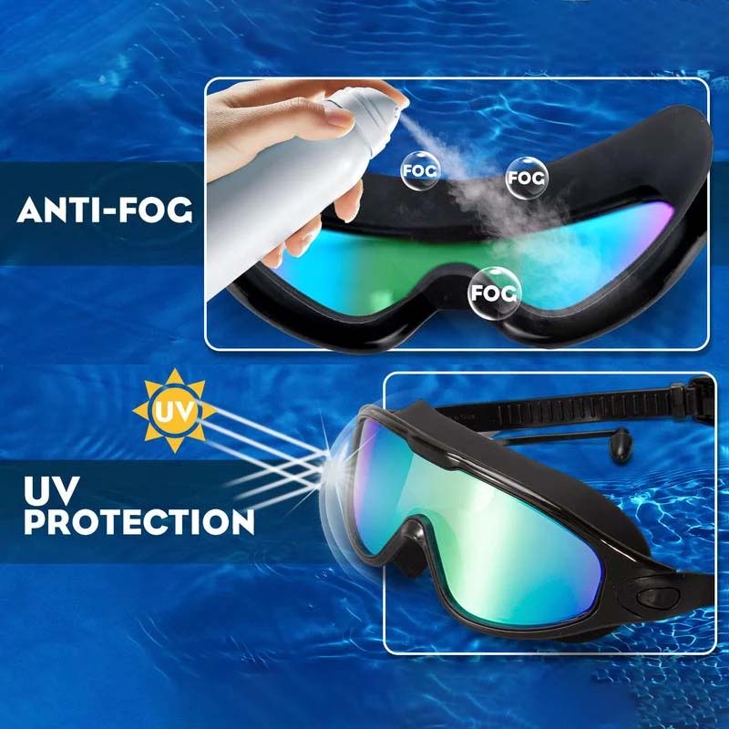 Equipo de natación: gafas unisex con protección UV para rendimiento en el agua.
