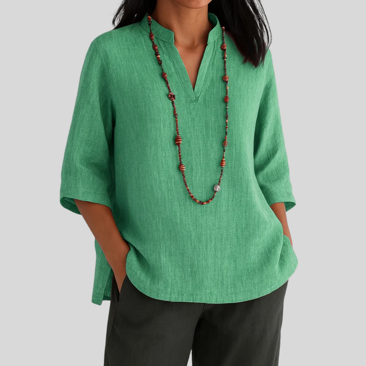 Blusa de mujer cómoda y fluida, perfecta para el verano. Estilo casual y elegante, moda versátil.