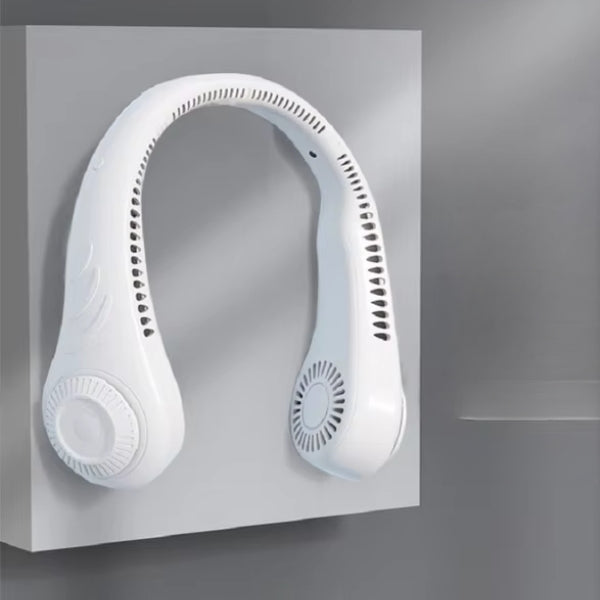 Disfruta del frescor con este ventilador de cuello silencioso y personal. Manos libres, recargable para máximo confort.