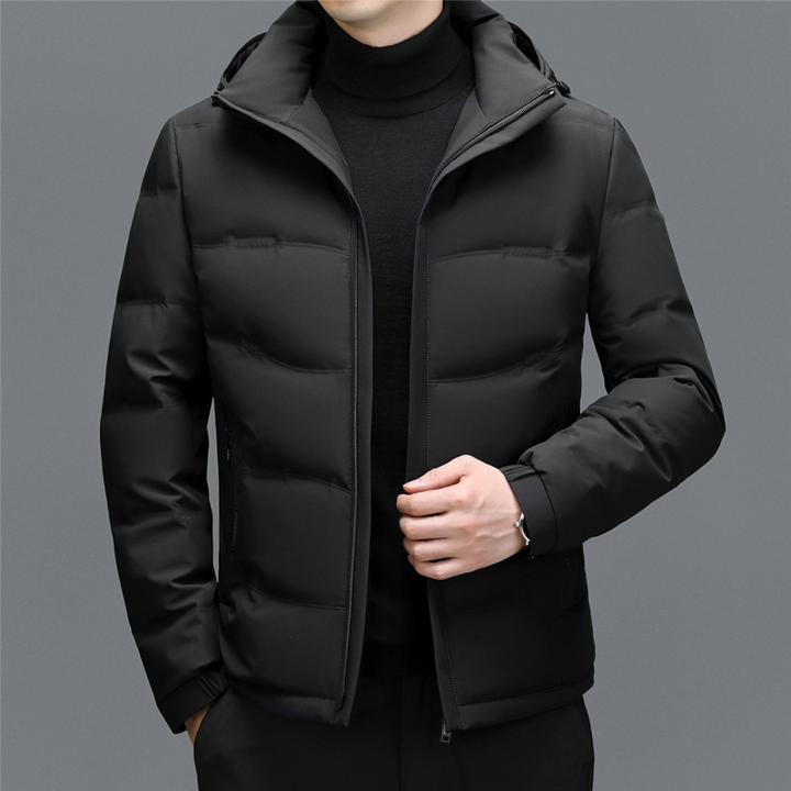 Ropa exterior de invierno para hombre: chaqueta acolchada con capucha, cálida y confortable, estilo casual.
