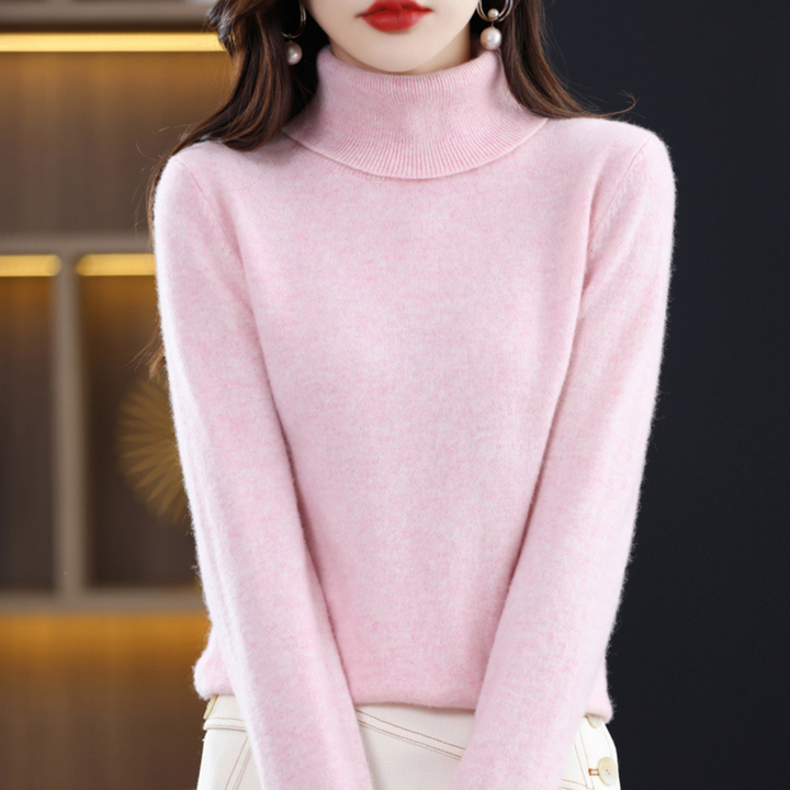 Suéter de cuello alto Elena para mujer, textura suave, color neutro, esencial para tu guardarropa.