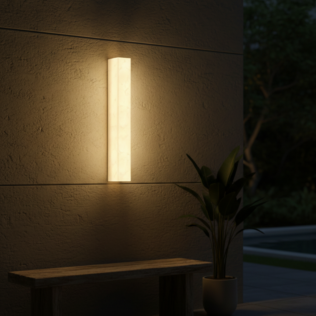 Aplique rectangular LED cableado. Luz potente y duradera IP65 para decoración de jardines y patios.