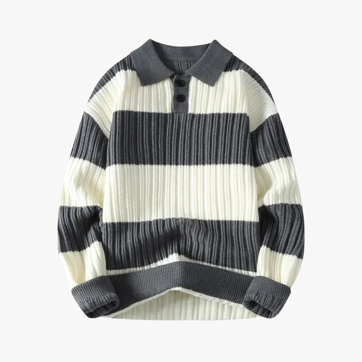 Polo de punto a rayas para hombre, estilo moderno y elegante. Ideal para primavera/verano, disponible en verde, gris, caqui.