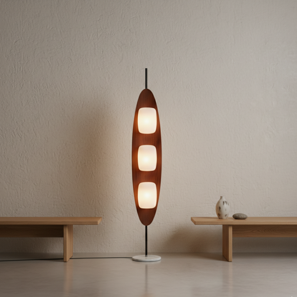Lámpara de pie LED moderna ajustable para salón, diseño elegante para iluminación interior y decoración del hogar.