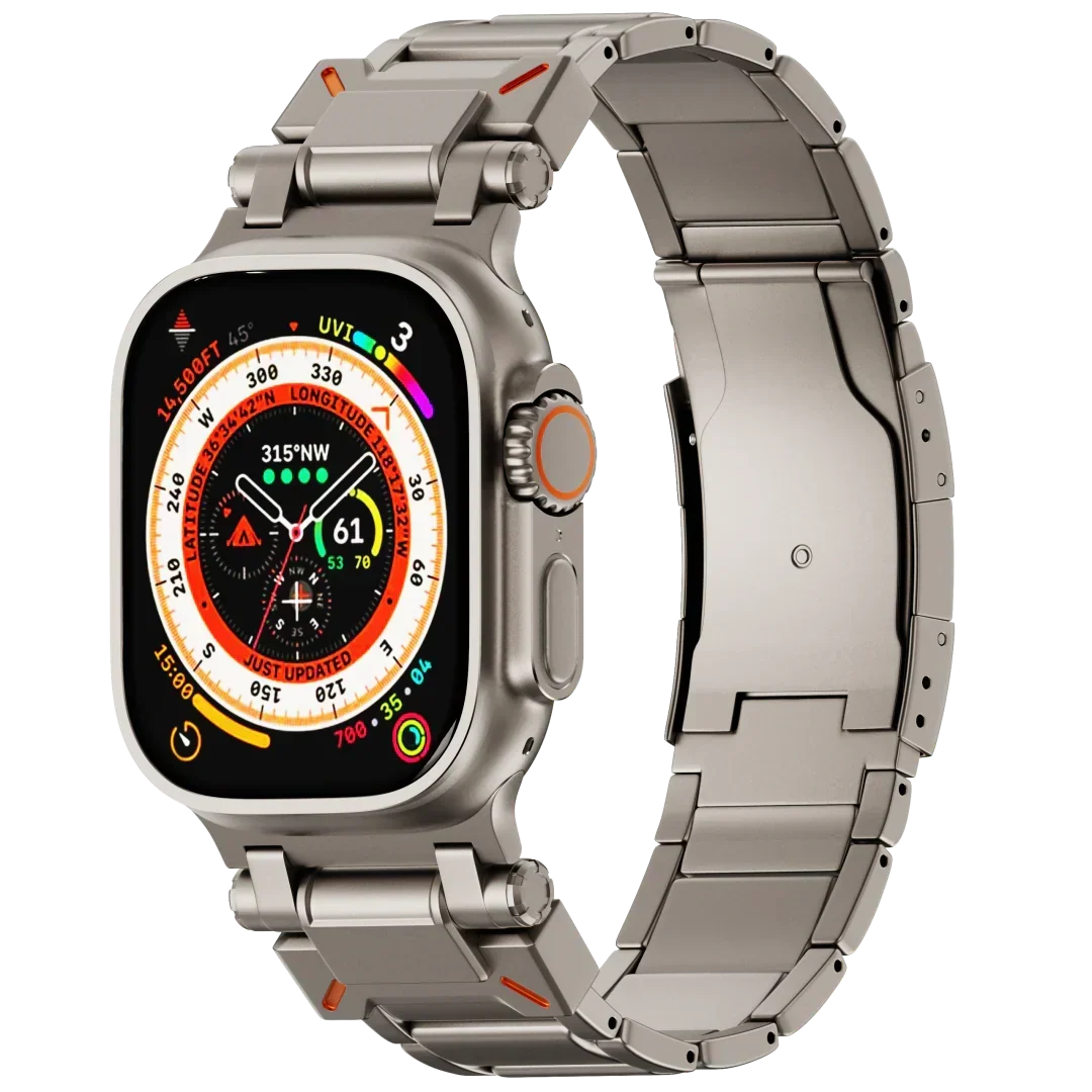 Correa de titanio ligera para smartwatch, diseño unisex, duradera y premium.
