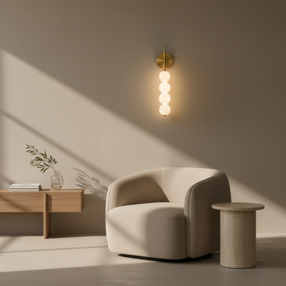 Aplique LED moderno para sala de estar, iluminación cálida que crea ambiente acogedor.