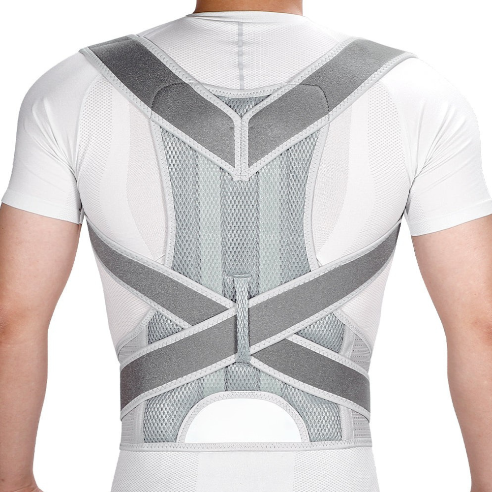Faja correctora de postura lumbar unisex negra, doble soporte para alivio del dolor de espalda.