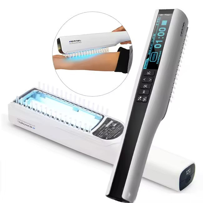 Lámpara fototerapia UVB portátil para tratar psoriasis y vitíligo en casa. Cuidado de la piel.