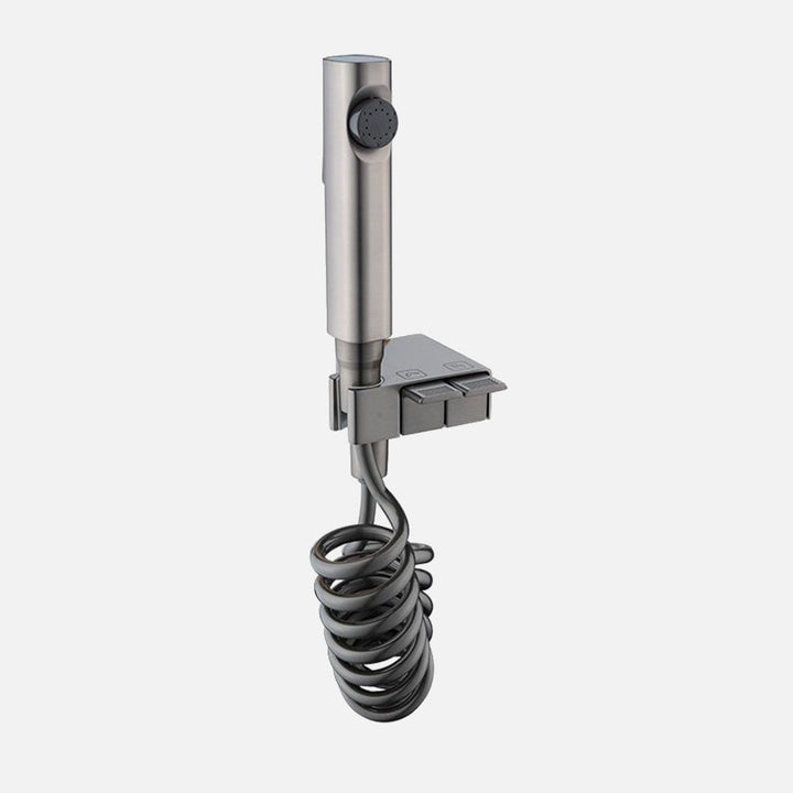 Rociador de bidé ajustable de pared con controles estilo piano para higiene de baño moderna.