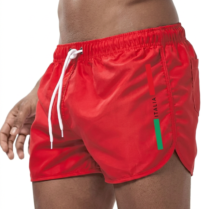 Estiloso bañador estampado para hombre, shorts de playa de secado rápido.