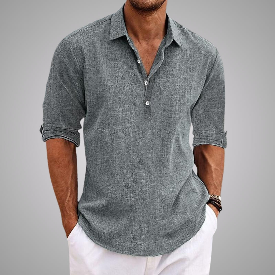 Camisa de hombre Samuel, casual y elegante. Confort diario, versátil para vestir o relajar. Disponible tallas.
