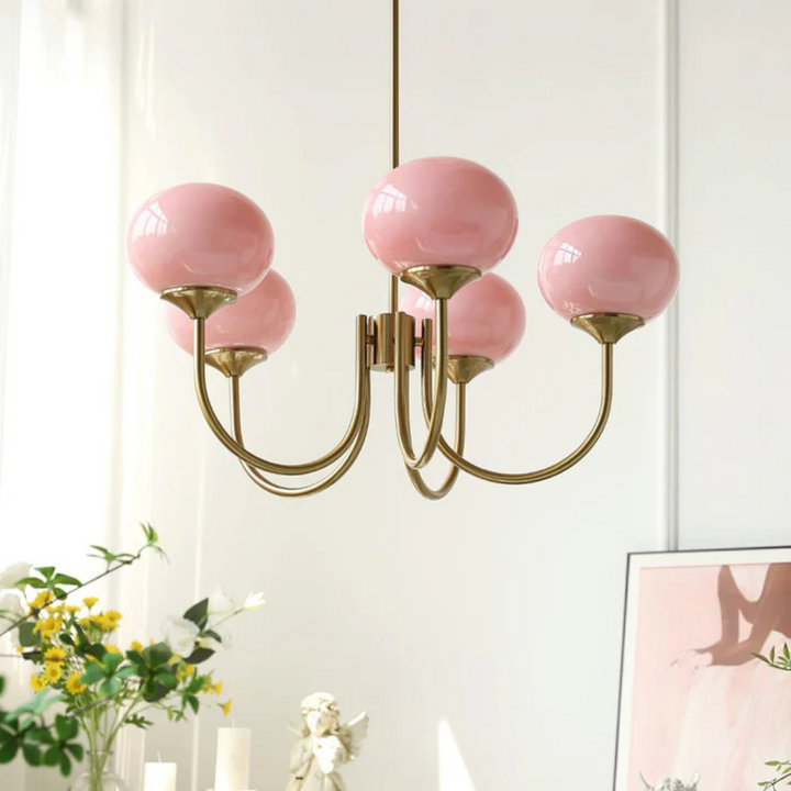 Candelabro colgante Aris de metal cobre, estilo contemporáneo. Iluminación LED elegante.