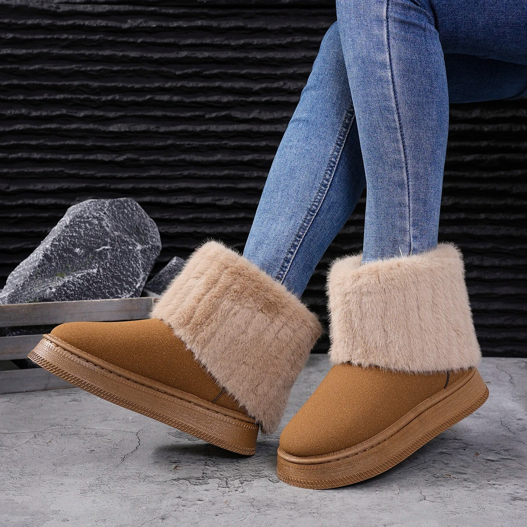 Botas de invierno forradas para mujer, elegantes y cálidas. Calzado antideslizante con cremallera, ideal para frío.