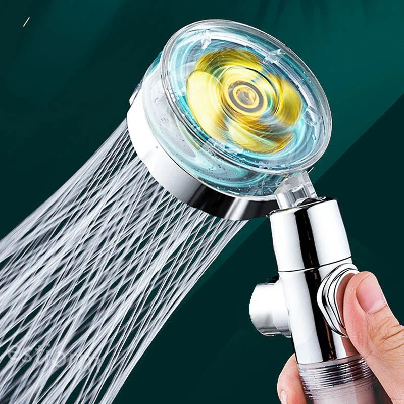 Cabezal de ducha turbo hélice de alta presión para una experiencia de spa en casa.