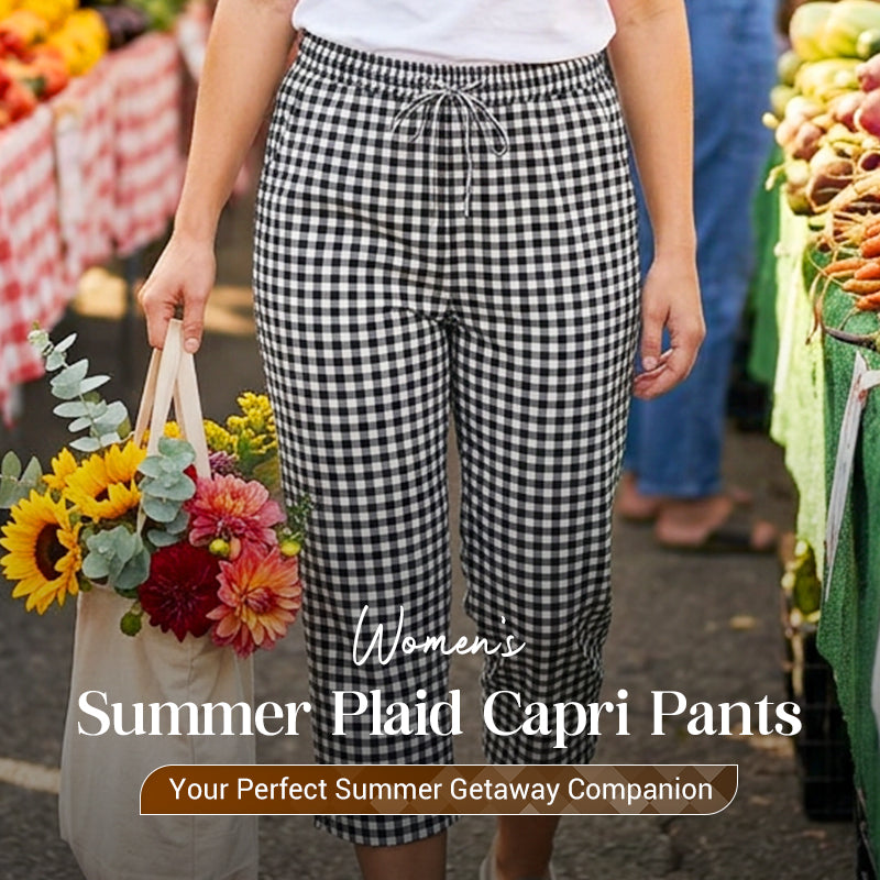 Pantalón capri de mujer en estampado vichy, estilo veraniego y relajado para el día a día.