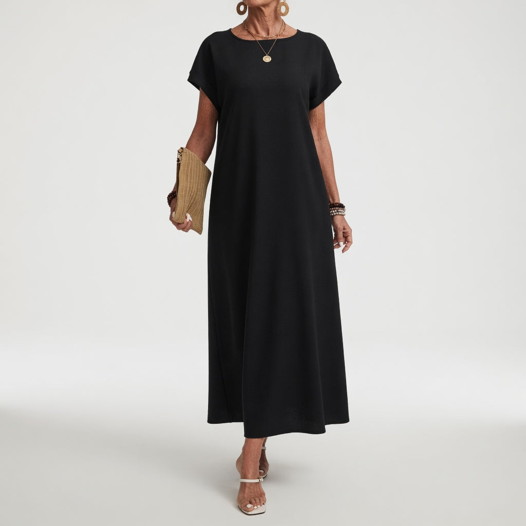 Vestido largo minimalista de mujer, elegante y cómodo para el día a día. Perfecto para moda casual.