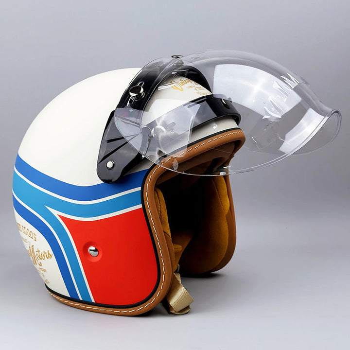 Casco Roadster unisex, color negro mate, seguridad vial DOT ECE para moto, estilo vintage y protección.