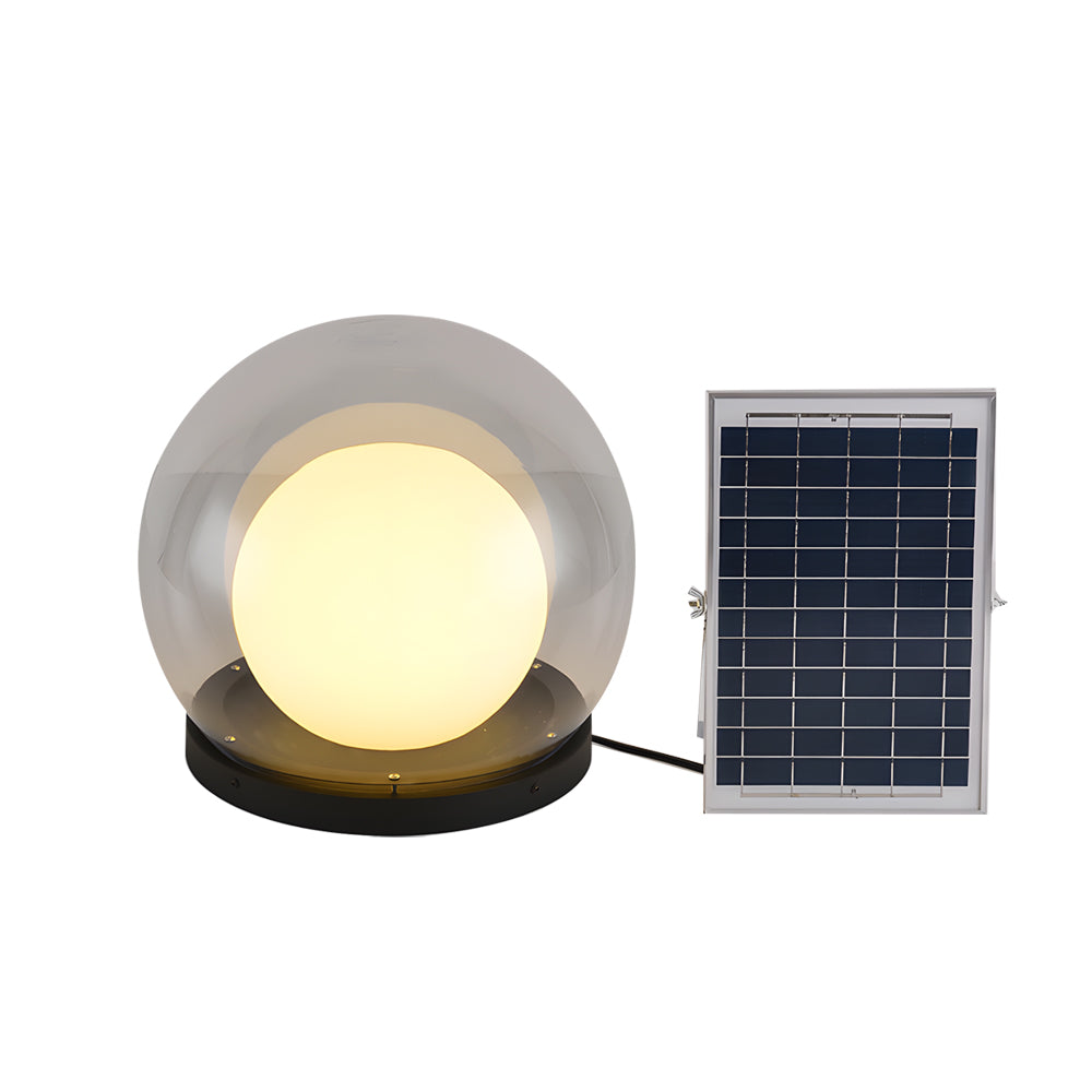 Decoración luminosa LED esférica para jardín. Lámpara moderna con cable, ideal para ambientes exteriores.