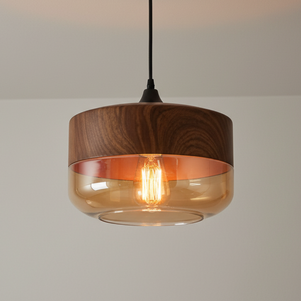 Iluminación nórdica minimalista con luz cálida, perfecta para un ambiente acogedor en salón.