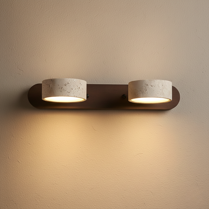 Iluminación interior LED, aplique de pared con focos ajustables estilo Japandi.