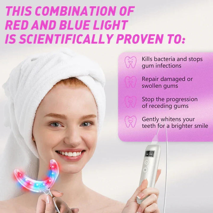 Dispositivo de luz oral con fototerapia para blanqueamiento dental y salud de encías.