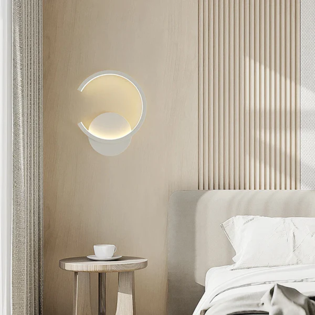 Iluminación LED de pared redonda moderna. Luminaria de aluminio para decoración del hogar, ideal para salón y pasillo.