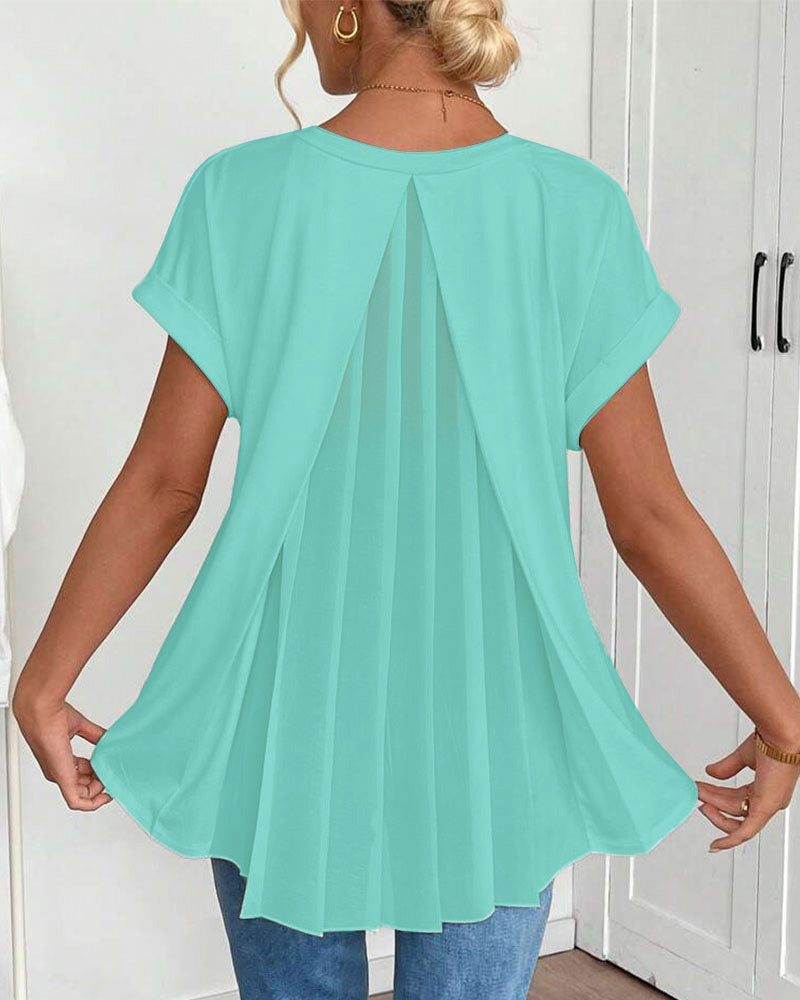 Blusa dama casual, escote V, manga doble. Prenda cómoda y estilosa para mujer.