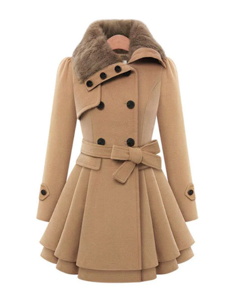 Abrigo femenino de invierno, diseño elegante y tendencia, ofrece máxima calidez y confort.