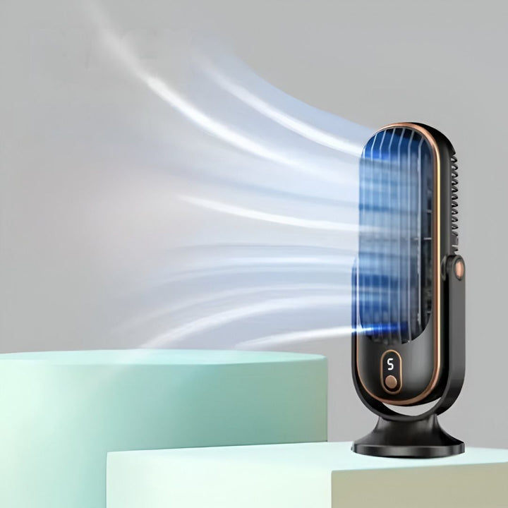 Ventilador USB moderno para escritorio, silencioso. Ofrece frescura personal en la oficina o en casa este verano.