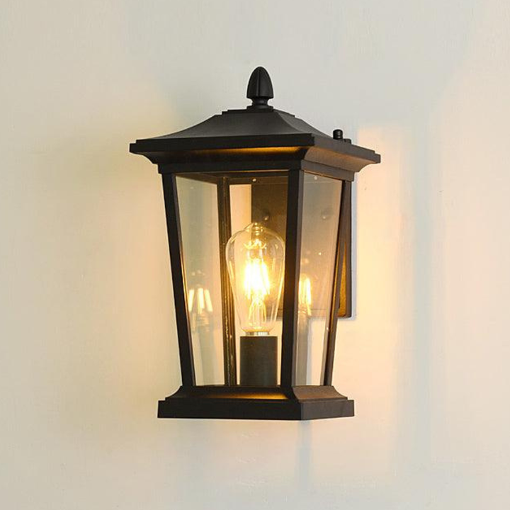 Luz LED impermeable para exteriores, aplique de aluminio estilo industrial.