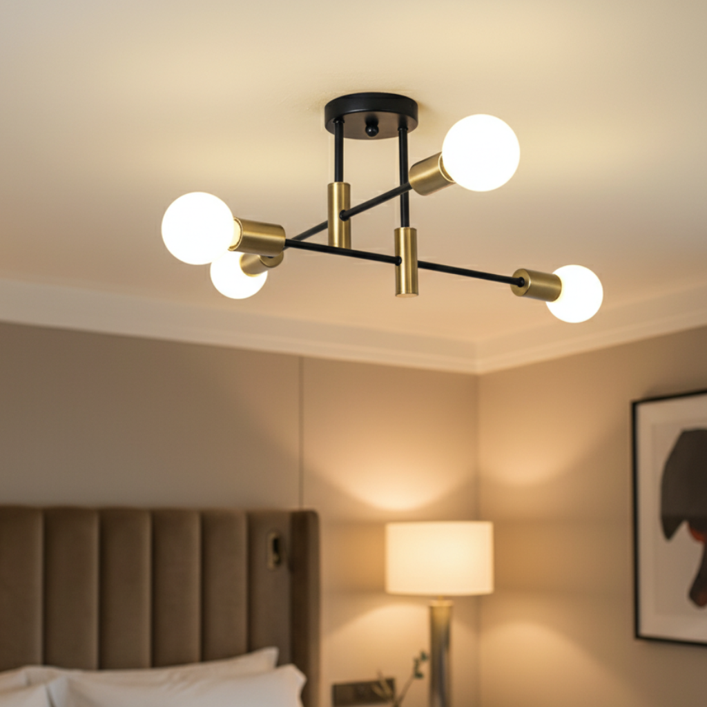 Luz de techo empotrada moderna bicolor para sala de estar. Iluminación elegante y diseño contemporáneo.