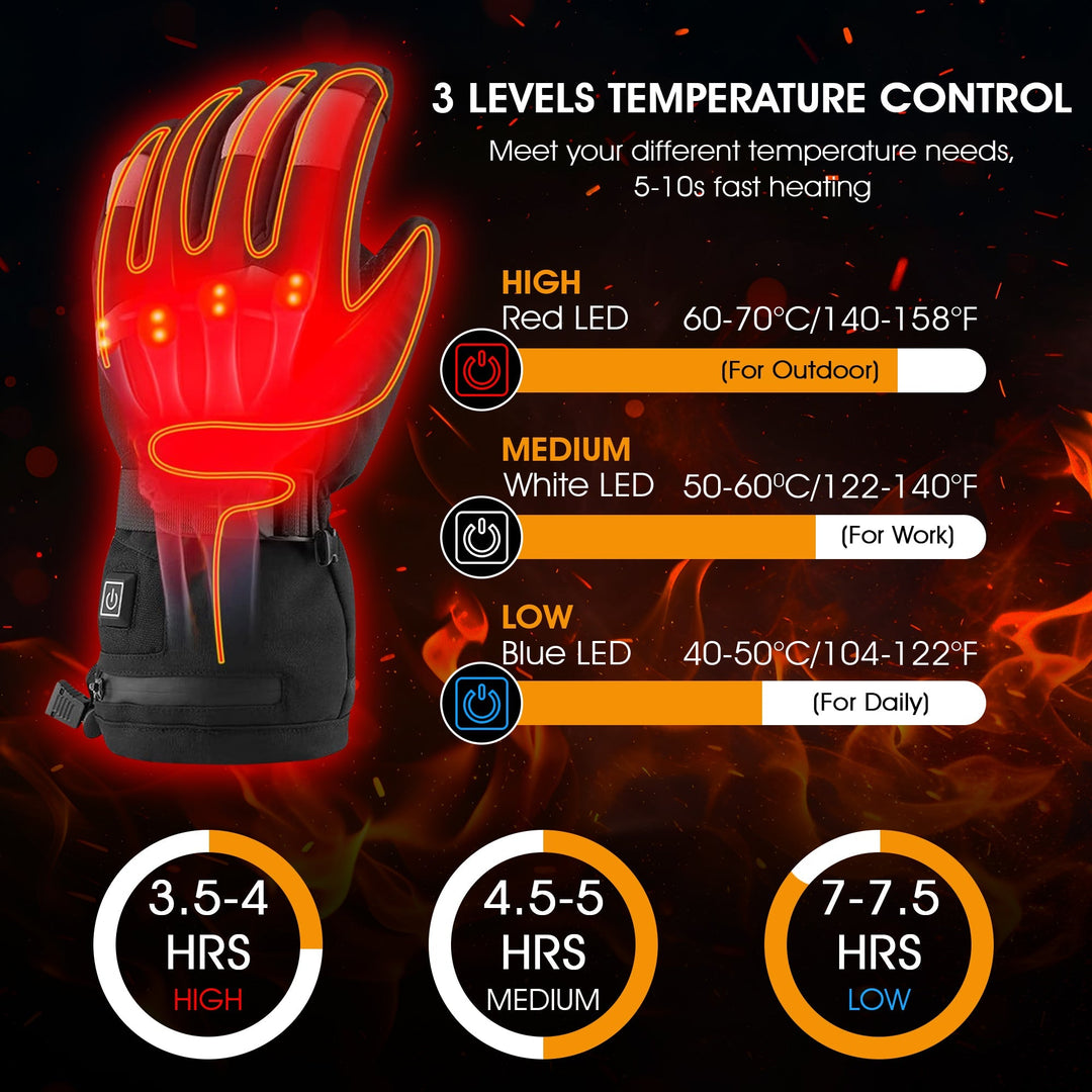 Guantes calentados unisex con tecnología térmica, perfectos para frío extremo y actividades al aire libre.