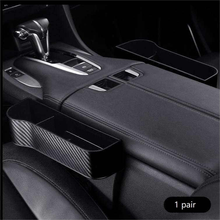 Organizador de asiento de coche con múltiples compartimentos, para teléfonos y bebidas.
