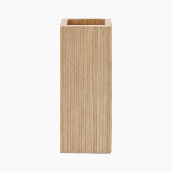 Portalápices rectangular de fresno macizo, organizador de escritorio minimalista gris para oficina.