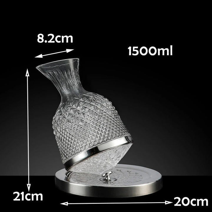 Regalo premium: decantador oxigenador de vino de cristal 1500ml con diseño giratorio elegante.