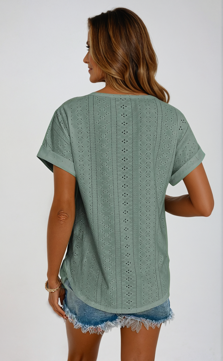 Top de verano con ojal para mujer, perfecto para un look casual diario y cómodo.