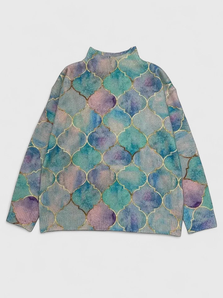 Textura de punto grueso brillante en jersey para mujer. Estilo invernal elegante y cómodo.