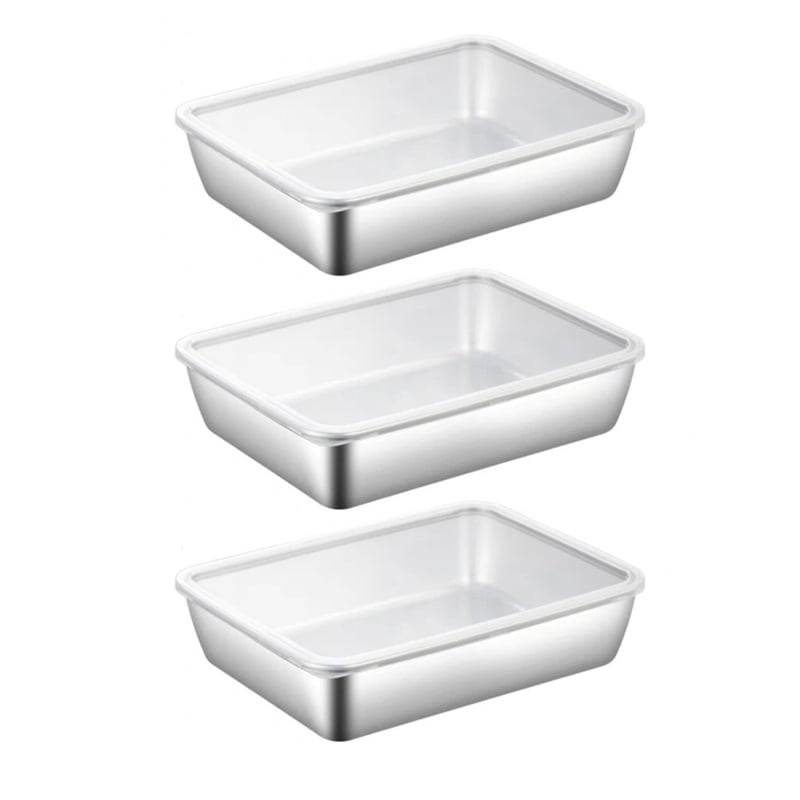 Contenedor de acero inoxidable fácil de limpiar. Ideal para alimentos, envase ecológico y práctico.