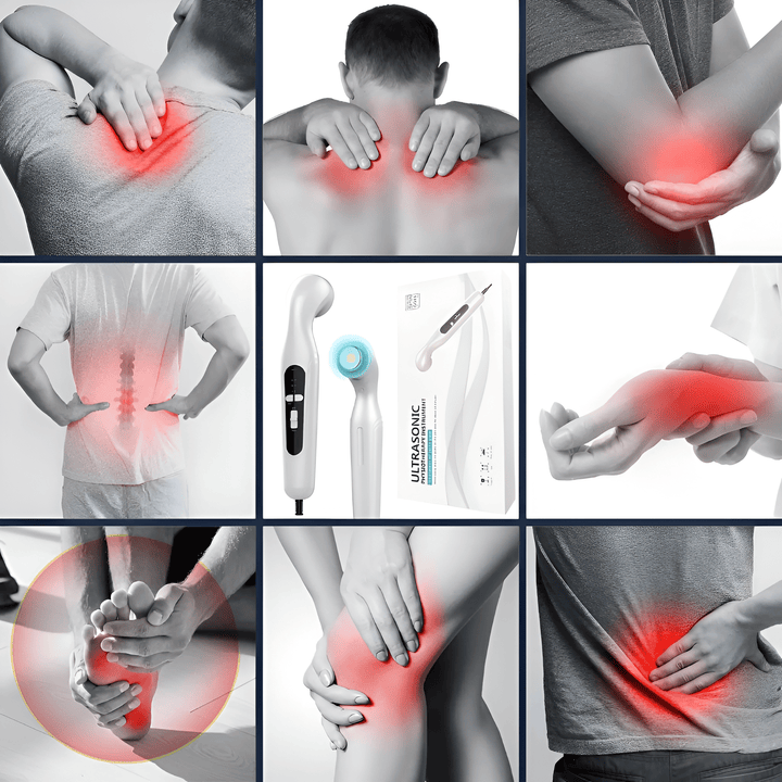 Dispositivo ultrasónico antiinflamatorio, ideal para alivio del dolor de ciática y esguinces. Fisioterapia muscular.