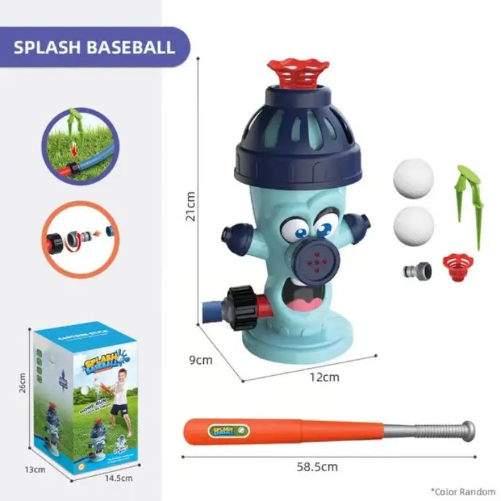 Juego acuático con rociador de agua para niños, ideal para refrescarse y jugar béisbol en verano. Juguete exterior.