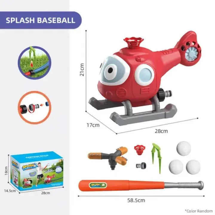 Juego 2 en 1 de béisbol y acuático con aspersor. Juguete de agua para niños, ideal para diversión y deporte al aire libre.
