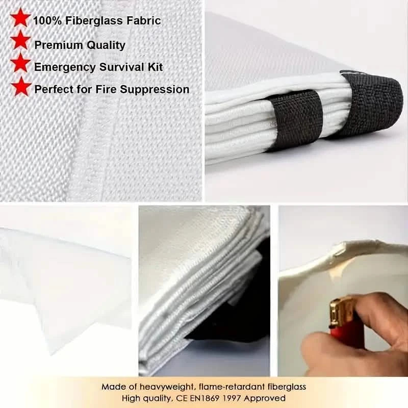 Paquete doble de mantas ignífugas de fibra de vidrio, un kit de seguridad portátil para emergencias.