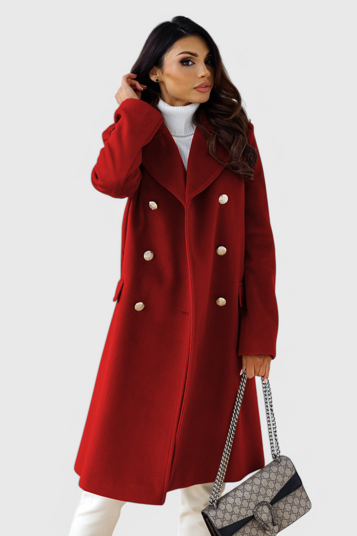 Abrigo de lana clásico para mujer con silueta estructurada. Ideal para invierno elegante y vestir.