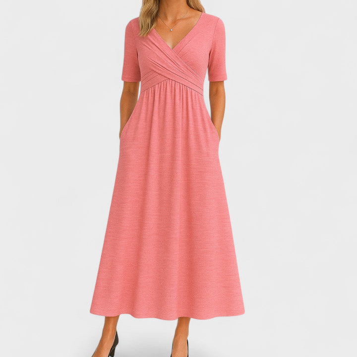 Vestido midi femenino y elegante para mujer, ideal para looks casuales sofisticados o eventos de verano.