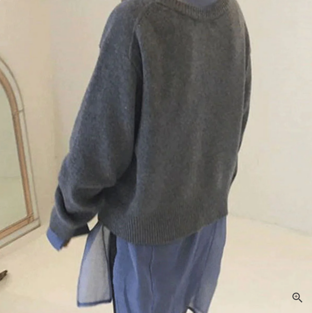 Suéter cárdigan de cachemir para mujer, diseño asimétrico. Perfecto para otoño e invierno, aporta calidez y elegancia.