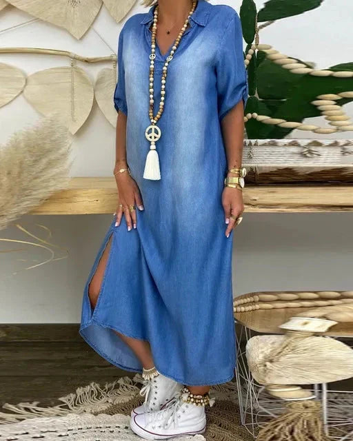Vestido largo de mujer para verano, estilo casual y elegante. Ropa versátil que ofrece comodidad y un look moderno.