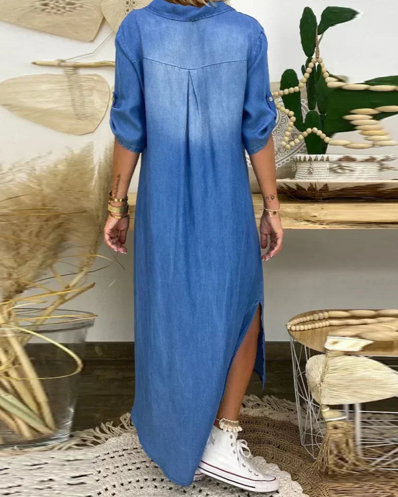 Vestido cómodo maxi para mujer, perfecto para el verano. Estilo casual y versátil para un look moderno y fresco.