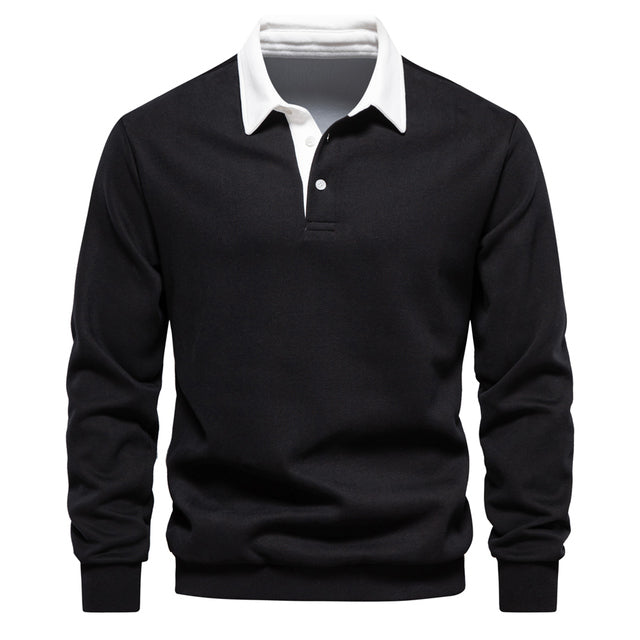 Camisa polo de hombre en manga larga, estilo casual elegante, perfecta para un look versátil y moderno.
