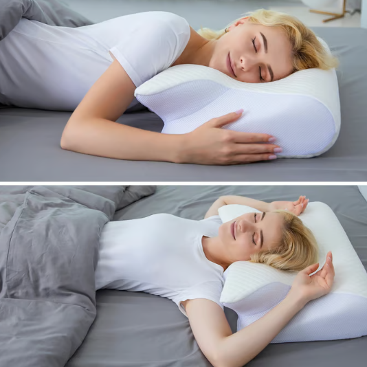 Descansa profundamente con esta almohada cervical que alivia el dolor de cuello y mejora la salud al dormir.