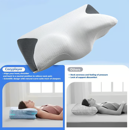 Almohada para dolor de cuello, con diseño ergonómico y material viscoelástico para un descanso sano.